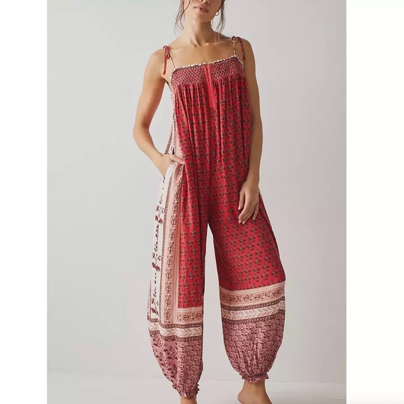 Free People Pants - Free People Rule The World Maxi Playsuit Meadow Combo Women's Size Small